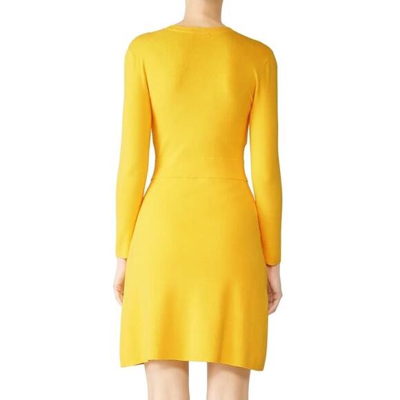 A.L.C. Hadley Dress Knit Long Sleeve Crewneck Mini Sheath Lemon Yellow Large - Picture 3 of 10